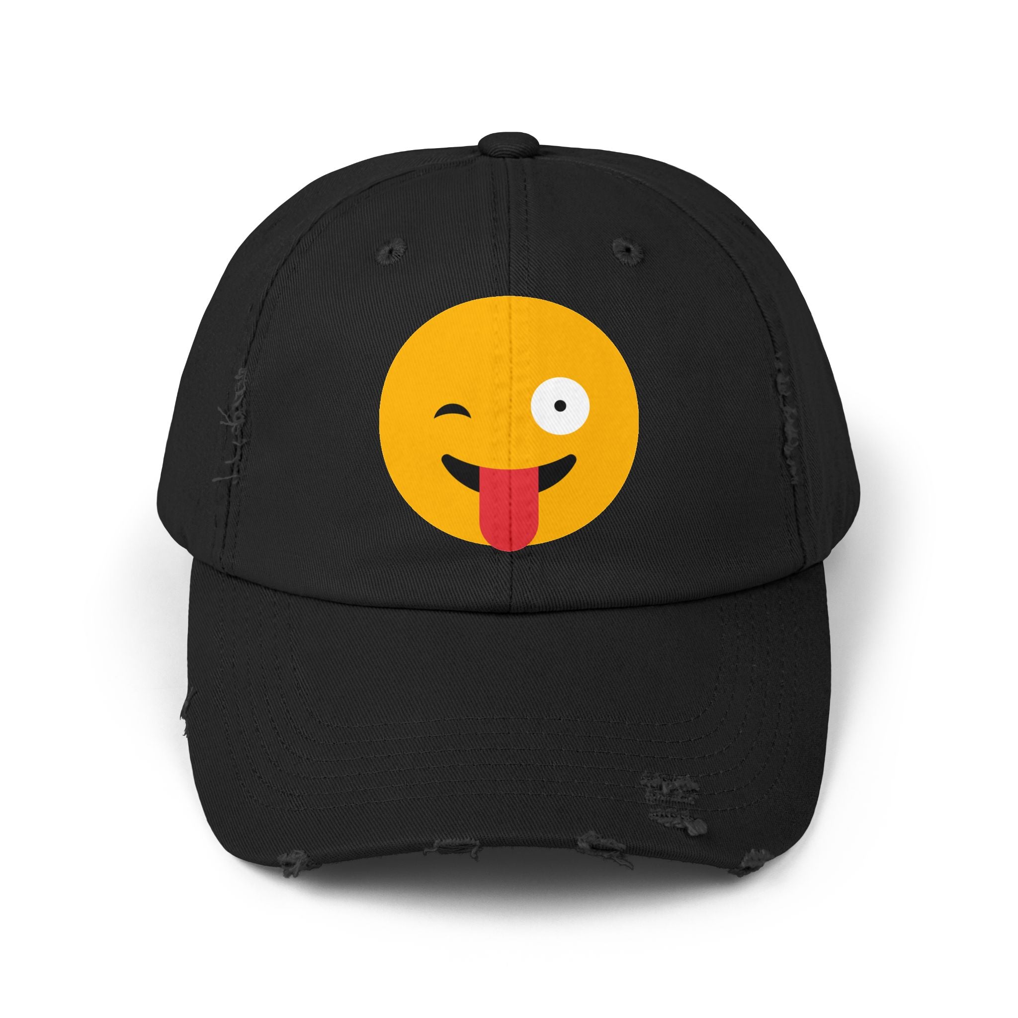 Funny Emoji Distressed Cap for Casual Wear